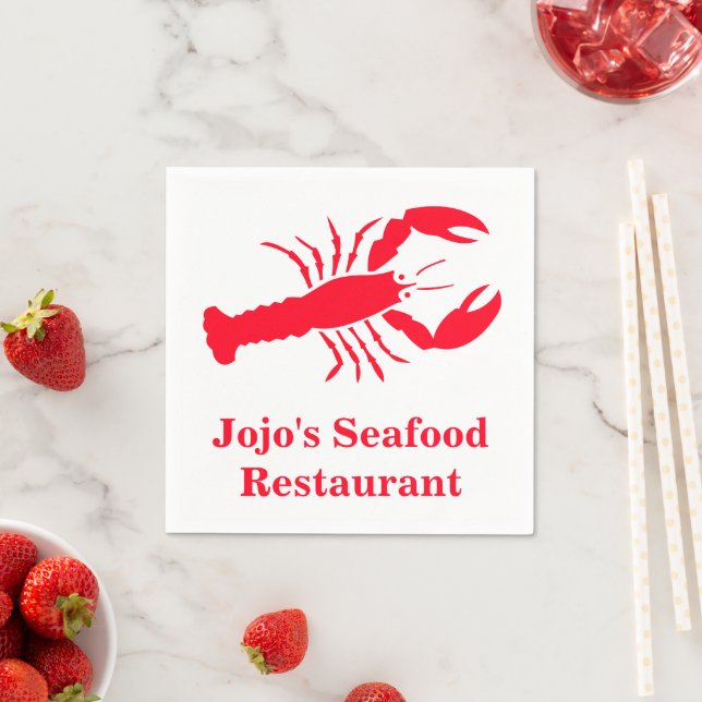 Lobster Red (Name) Jojo's Seafood Restaurant Serviette (Beispiel)