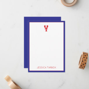Lobster Red White Blue NAME Preppy Fun Mitteilungskarte