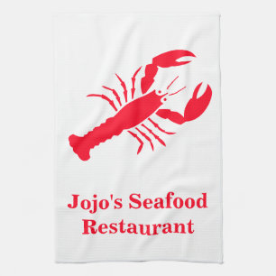 Lobster Red White Jojo's (Name) Seafood Restaurant Geschirrtuch