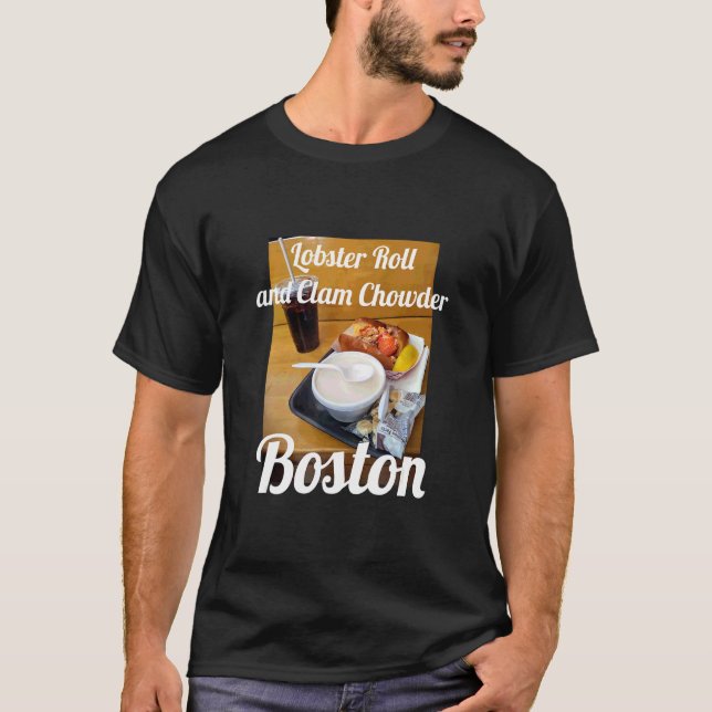 Lobster Roll and Clam Chowder Boston Street Design T-Shirt (Vorderseite)