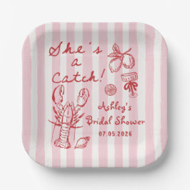 Lobster She's A Catch Bridal Shower Paper Plates Pappteller