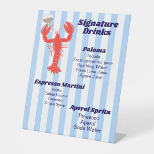 Lobster Theme Cocktail Pedestal Schild
