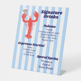 Lobster Theme Cocktail Pedestal Schild
