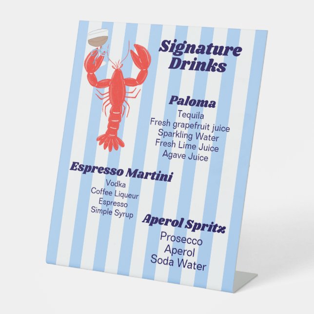 Lobster Theme Cocktail Pedestal Schild (Vorderseite)