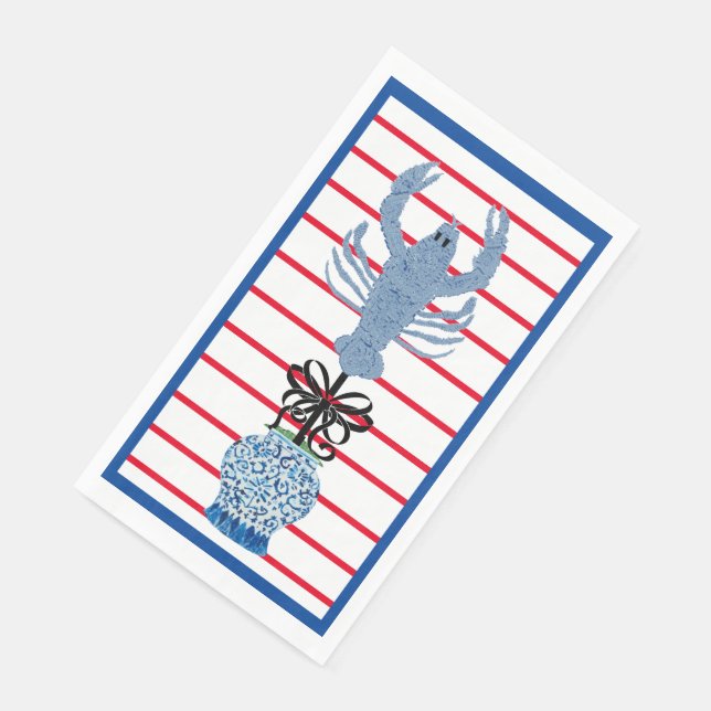 Lobster Topiary Ginger Jars Paper Handtücher Serviette (Ecke)