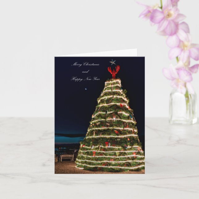 Lobster Trap Christmas Tree 2021 Holiday Greeting  Karte (Orchidee)