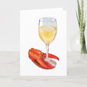 Lobster und Wine Art Card Feiertagskarte