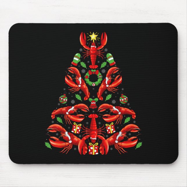 Lobster Xmas Decoration Santa Hat Lobster Christma Mousepad (Vorne)