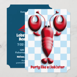 Lobsterfest Lobsterbake Niedlich Rote Lobster Herz Einladung