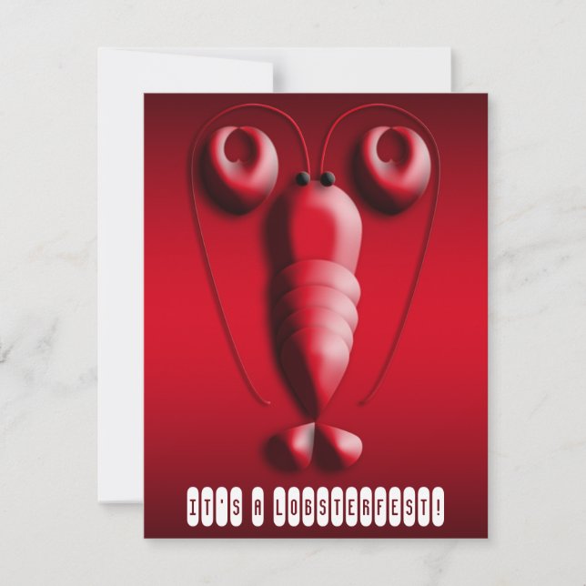 Lobsterfest niedlicher roter Hummerc$herz-förmige Einladung (Vorderseite)