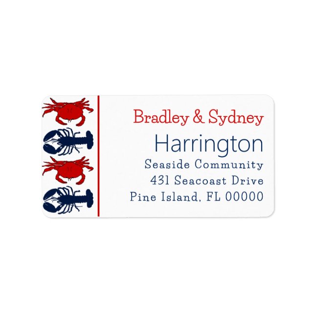 Lobsters Crabs Patriotic Large Address Label Adressaufkleber (Vorne)