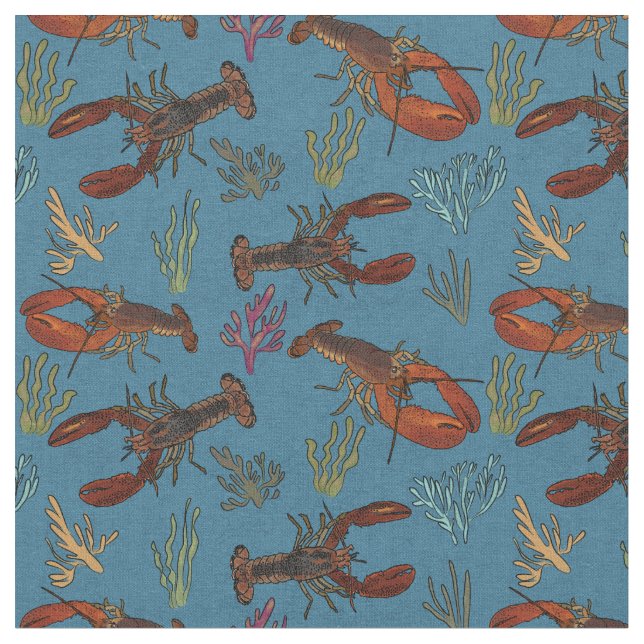 Lobsters in the Sea Patterned Stoff (Nahaufnahme)