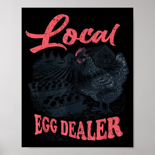 Local Egg Er Retro Chicken Funny Farmer Easter Adu Poster (Vorne)