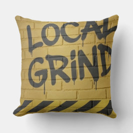 "Local Grind" Street Art Dustr Black And Yellow Kissen