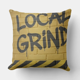 "Local Grind" Street Art Dustr Black And Yellow Kissen