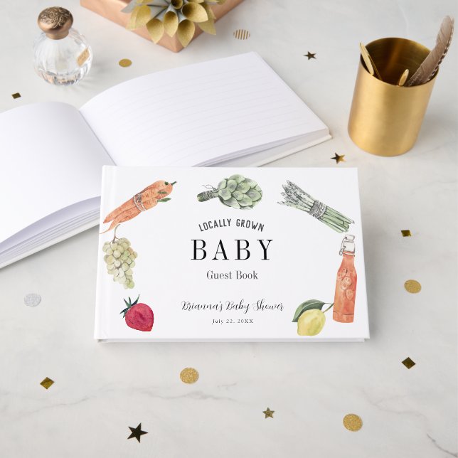 Locally Grown Baby Farmers Market Baby Shower Gästebuch (Vorderseite Offen)