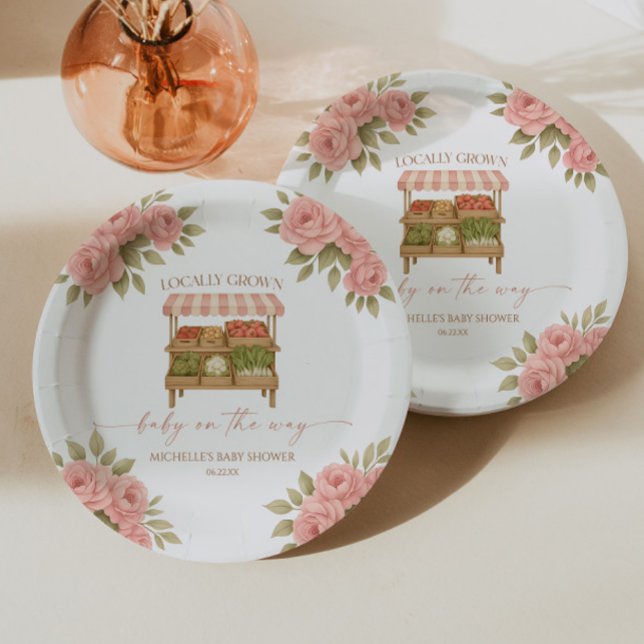 Locally Grown Baby Farmer's Market Baby Shower Pappteller (Von Creator hochgeladen)