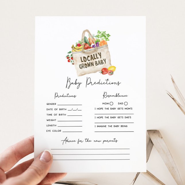 Locally Grown Baby Shower Baby Predictions Game (Locally Grown Baby Shower Game)