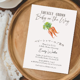 Locally Grown Baby Shower Carrot Watercolor Rustic Einladung