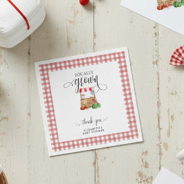 Locally Grown Baby Shower Carrots Gingham Serviette