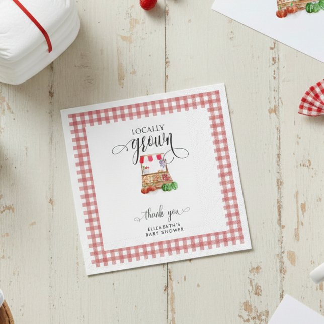 Locally Grown Baby Shower Carrots Gingham Serviette (Von Creator hochgeladen)