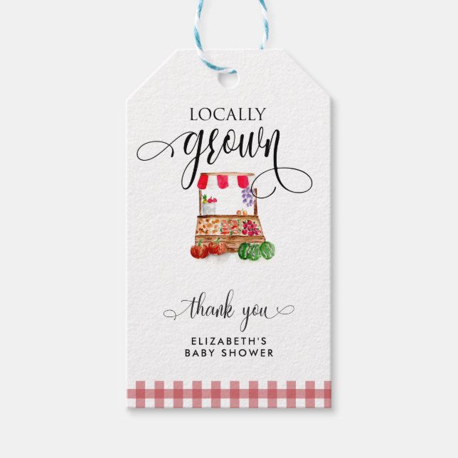 Locally Grown Baby Shower Carrots Thank you Geschenkanhänger (Vorderseite)