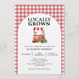 Locally Grown Baby Shower Farm Market Gingham Einladung