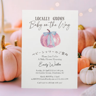 Locally Grown Baby Shower Pumpkin Pink Coquette Einladung