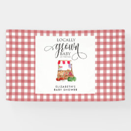 Locally Grown Baby Shower Welcome Gingham Banner