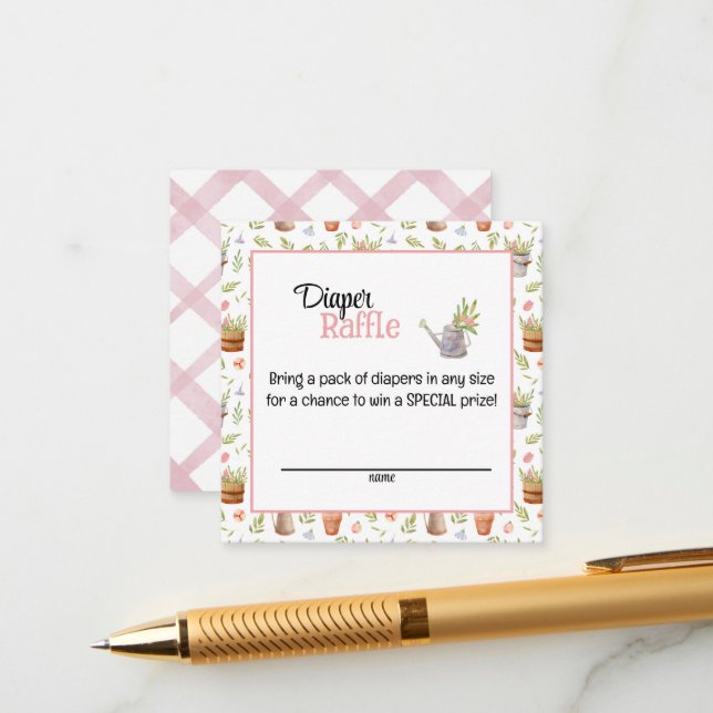 Locally Grown Diaper Raffle Card Begleitkarte (Vorderseite/Rückseite Beispiel)