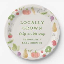 Locally Grown Farmer's Market Veggies Baby Shower Pappteller
