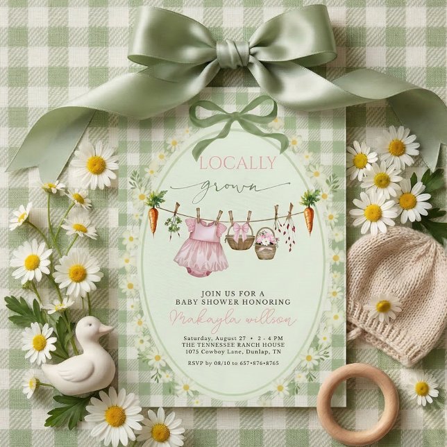 Locally Grown gingham Farmers Baby Girl Shower  Einladung (Von Creator hochgeladen)