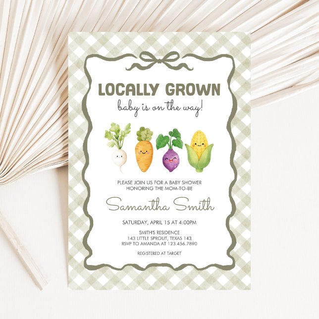 Locally Grown Little Sprout Baby Shower Einladung (Locally Grown Baby Shower Invitation)