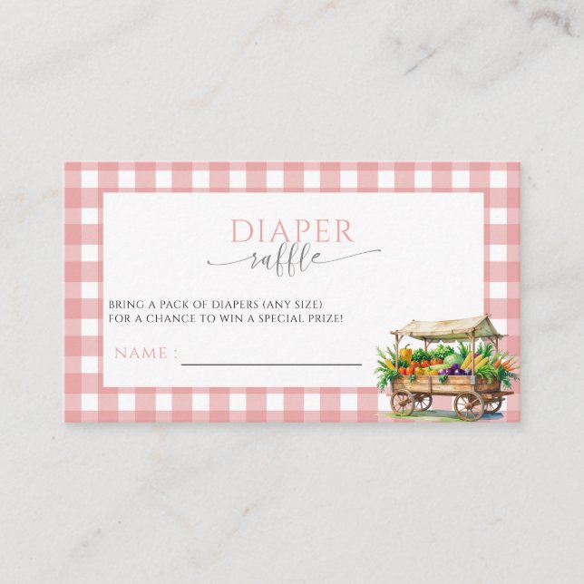 Locally Grown Pink Baby girl Shower Diaper Raffle Begleitkarte (Vorderseite)
