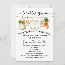 Locally Grown Twins on the Way Baby Shower Einladung