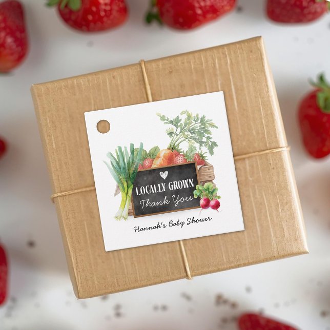 Locally Grown Watercolor Baby Shower Thank You  Geschenkanhänger (Von Creator hochgeladen)