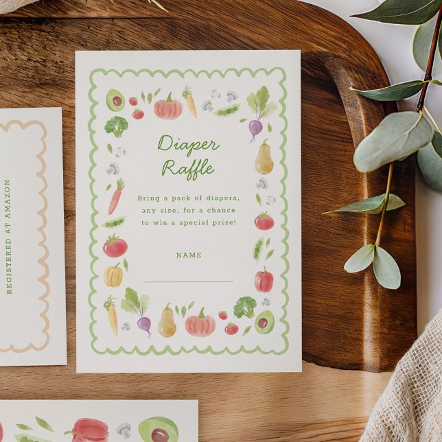 Locally Grown Watercolor Vegetables Diaper Raffle Begleitkarte (watercolour vegetables diaper raffle insert card)