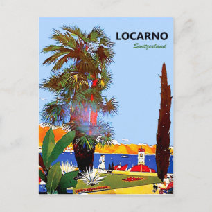 Locarno Küste, Palme, Schweiz, Vintage Postkarte