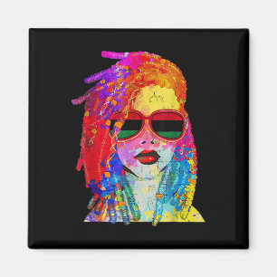 Loc'd Hair Art Black Queen Afro Frau Juneteenth Magnet
