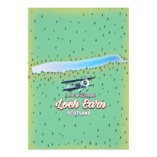 Loch Earnmap Scotland Vintage Karte Fotodruck