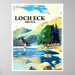 Loch Eck Panorama, Argyll, Schottland, Vintage Poster