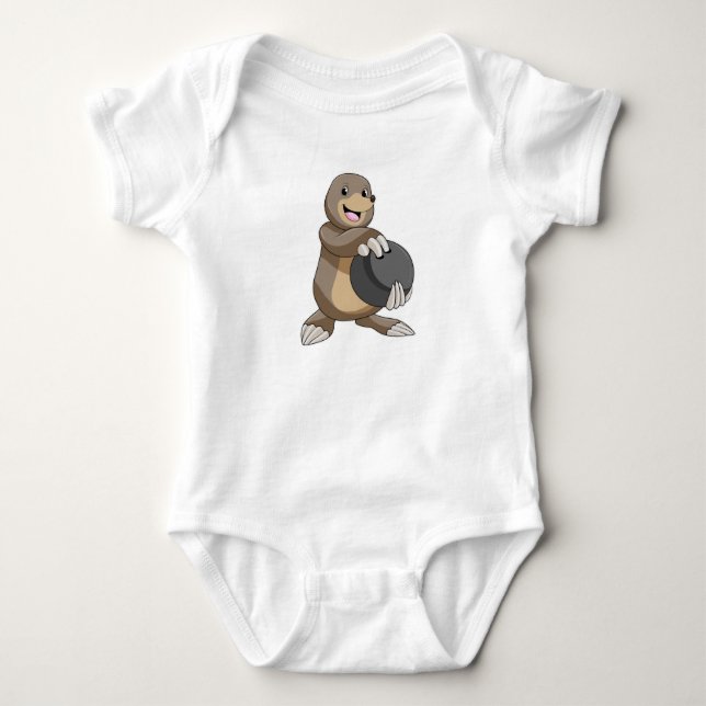 Loch im Bowling mit Bowlingball Baby Strampler (Vorderseite)