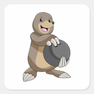 Loch im Bowling mit Bowlingball Quadratischer Aufkleber