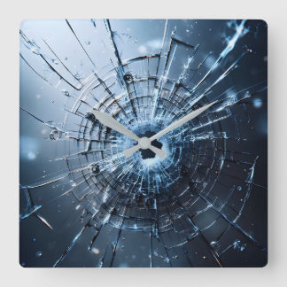 Loch im Glas, Risse Quadratische Wanduhr