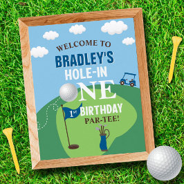 Loch in einem Golf 1. Geburtstag Begrüßungszeichen Poster