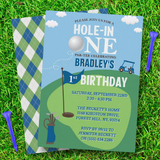 Loch in einem Golf 1. Geburtstag Einladung