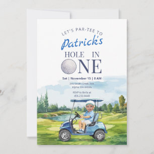 Loch in einem Golf 1. Geburtstag Foto Einladung