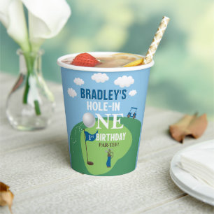 Loch in einem Golf 1. Geburtstag Pappbecher