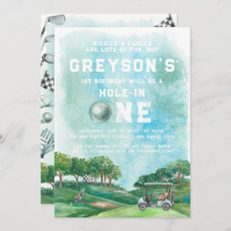 Loch in einem Golf Boy Erster Geburtstag Par-T-Shi Einladung