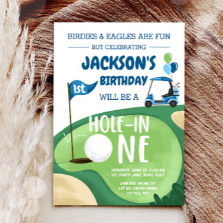 Loch in einem Golf Boy Erster Geburtstag Par-T-Shi Einladung